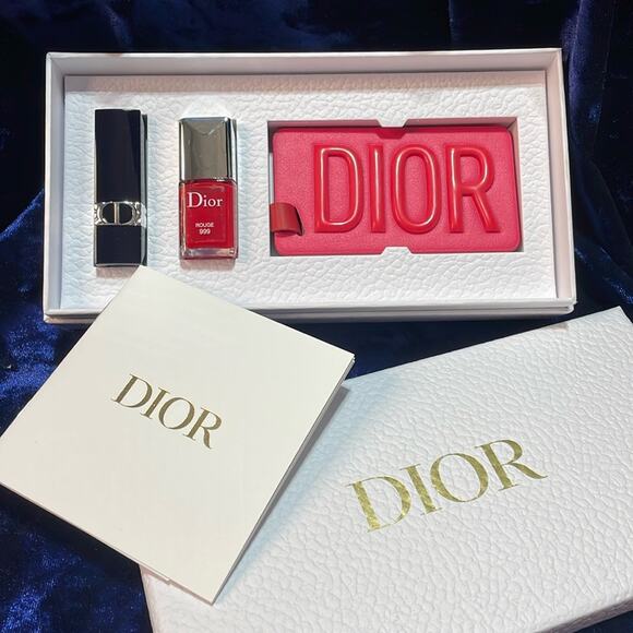 Dior Lipstick 999 Nail Polish 999 and Luggage Tag gift set in Box - Picture 1 of 3